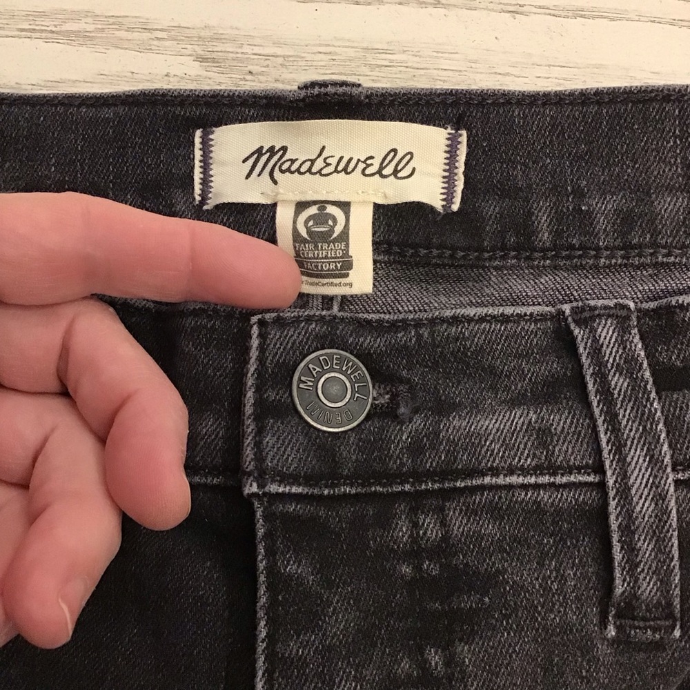 Madewell Stovepipe 29 Women's Jeans Raw Hem Faded Black Mid Rise Slim Straight - Picture 10 of 16